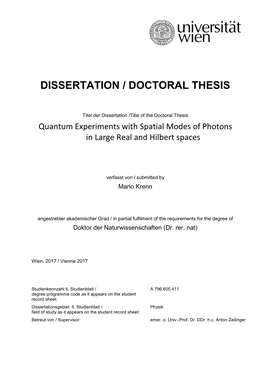 Dissertation / Doctoral Thesis