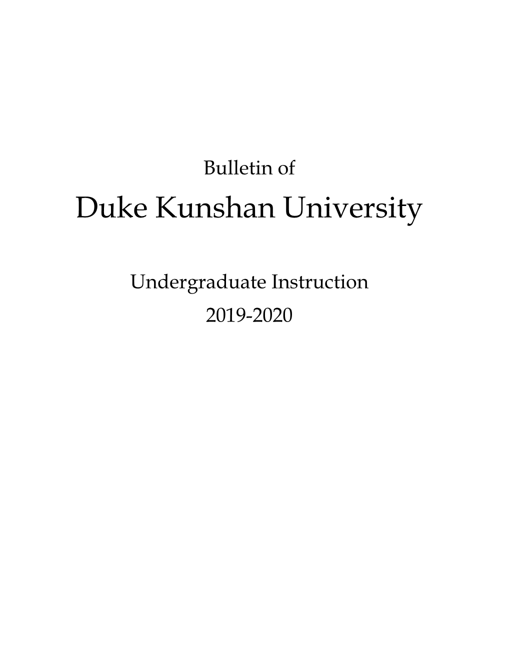 Undergraduate Instruction 2019-2020