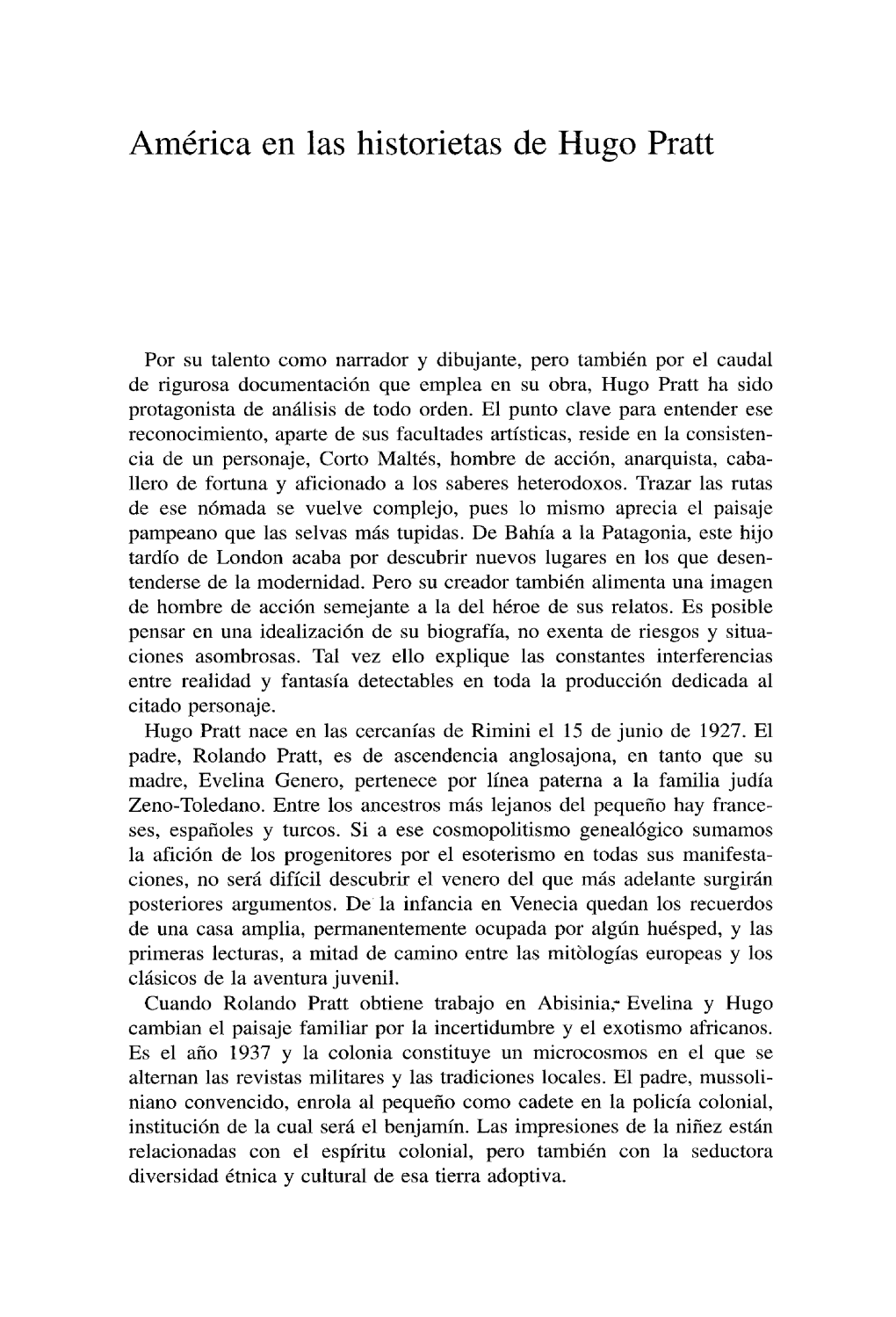 América En Las Historietas De Hugo Pratt / Guzmán Urrero Peña