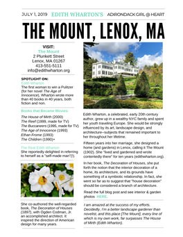 Edith Wharton's Estate: the Mount, Lenox, MA