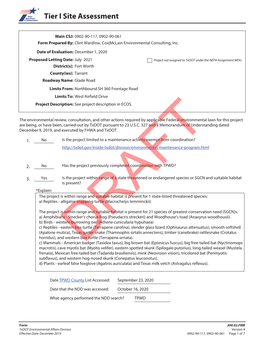 Tier I Site Assessment Form