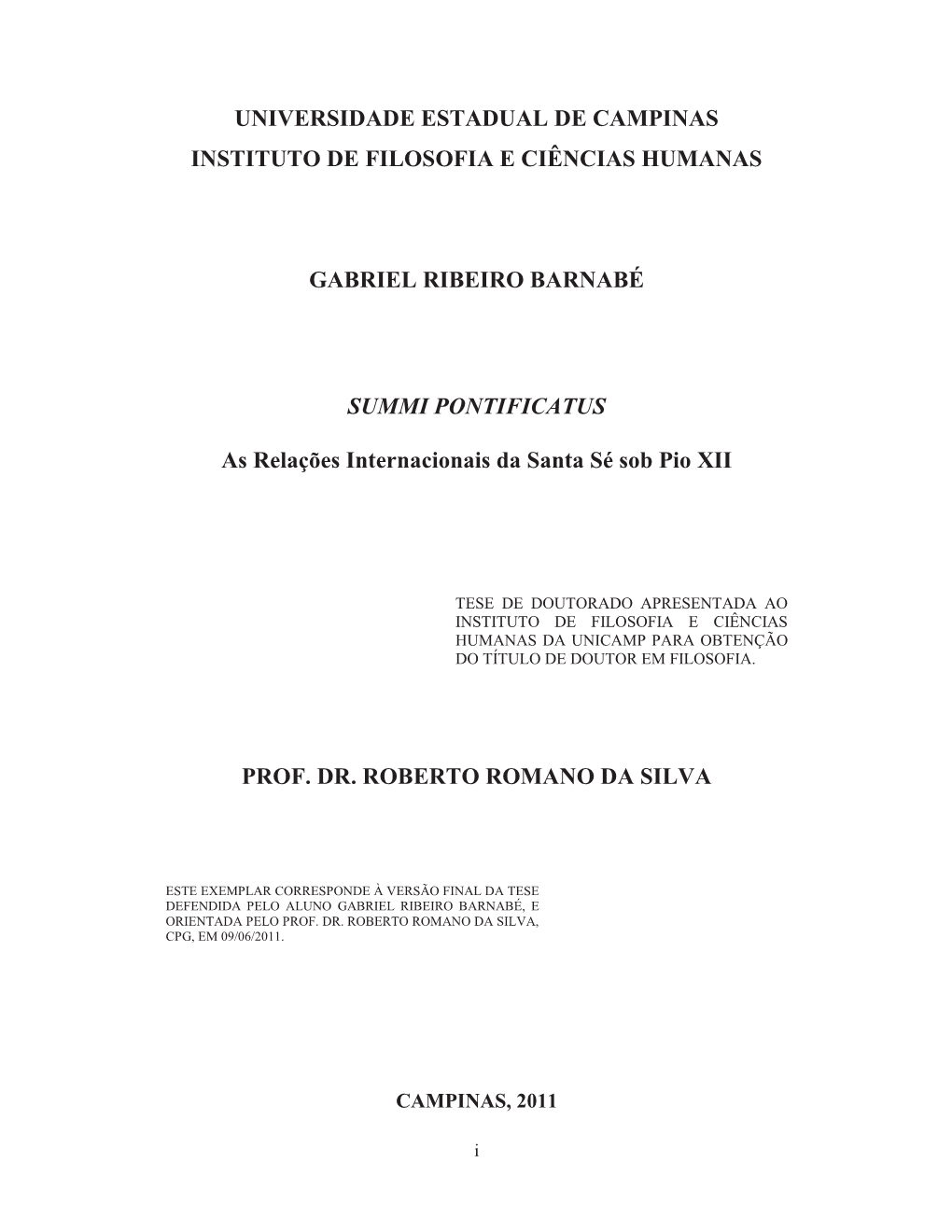 Universidade Estadual De Campinas Instituto De Filosofia E Ciências Humanas