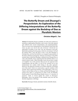 The Butterfly Dream and Zhuangzi's Perspectivism