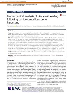 Biomechanical Analysis of Iliac Crest Loading Following Cortico-Cancellous