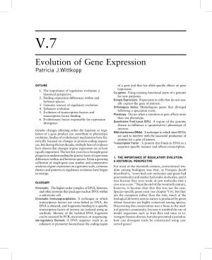 V.7 Evolution of Gene Expression Patricia J.Wittkopp