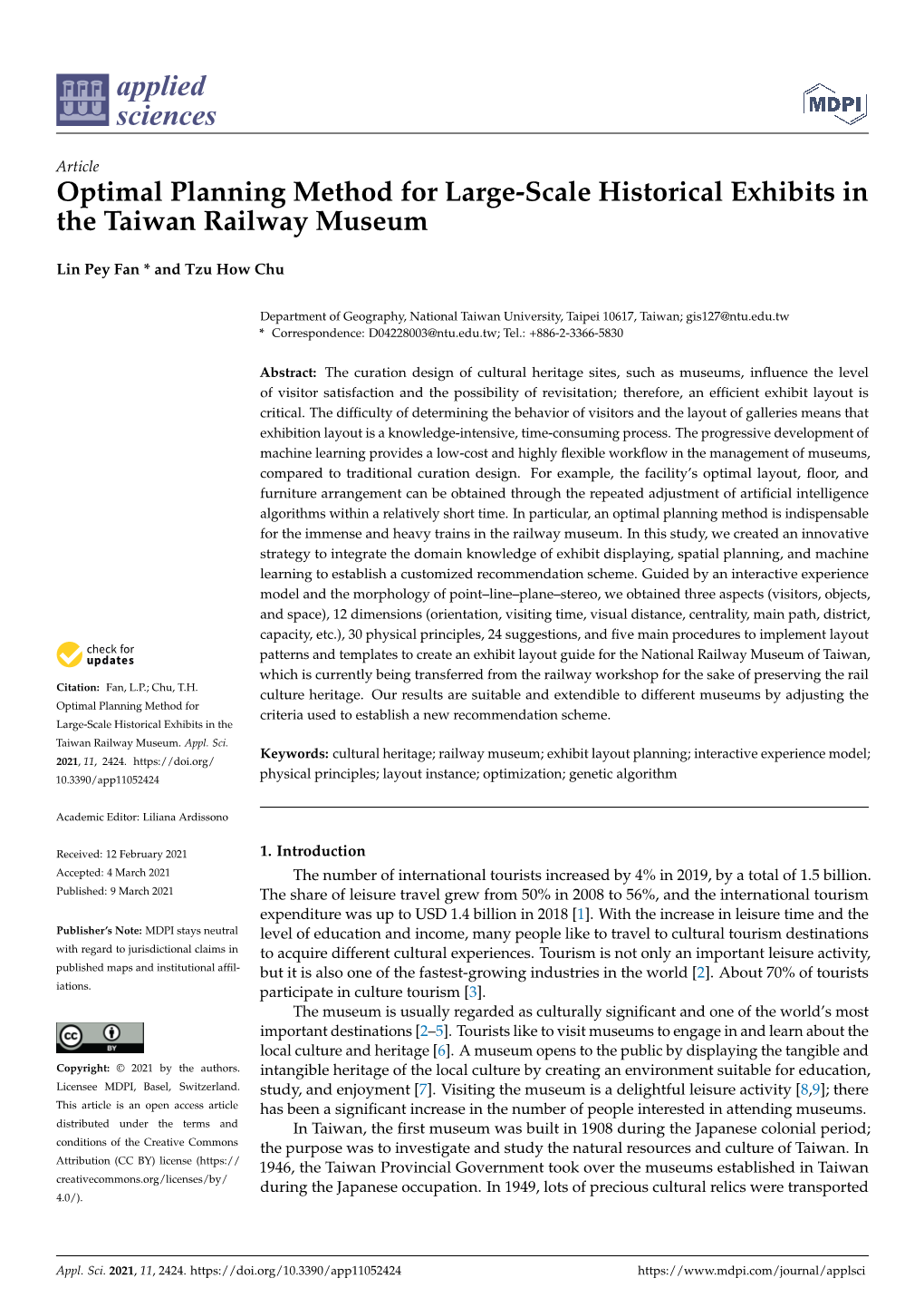 Optimal Planning Method for Large-Scale Historical Exhibits in the Taiwan Railway Museum