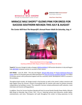 Miracle Mile Shops Glow Pink for Dress for Success Southern Nevada