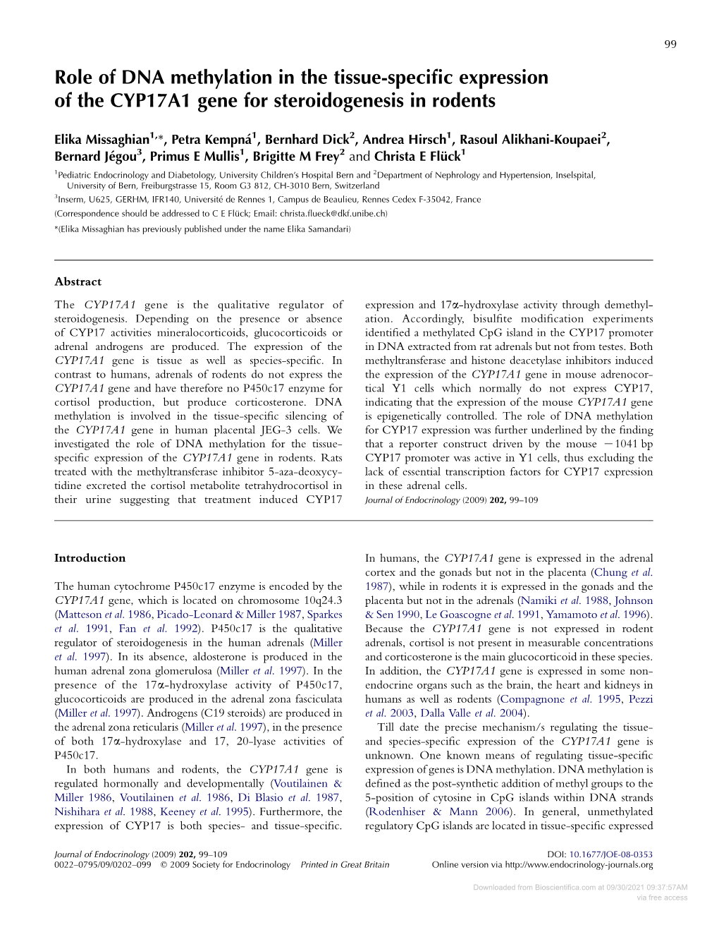 Role of DNA Methylation in the Tissue-Specific Expression of The