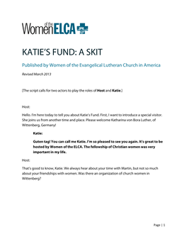 Katie's Fund: a Skit