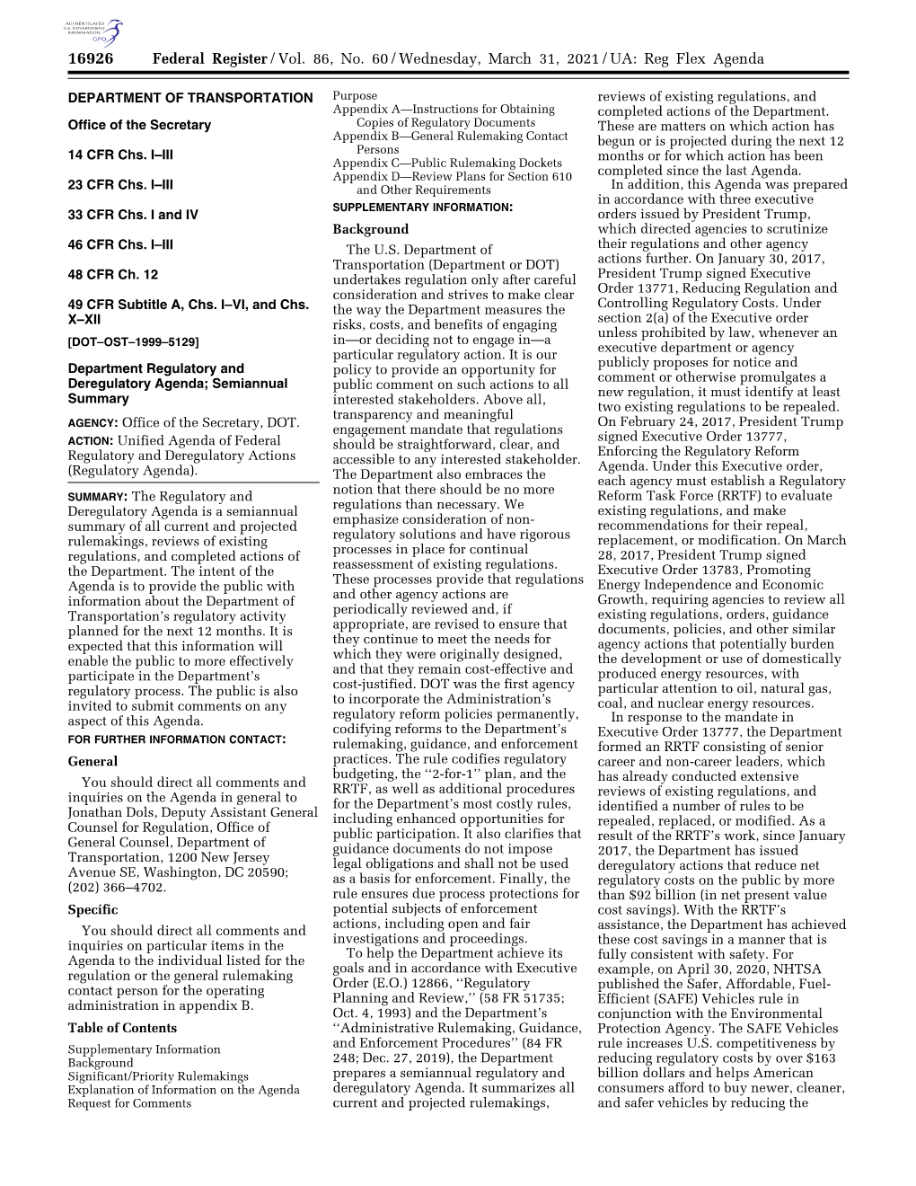 Federal Register/Vol. 86, No. 60/Wednesday, March 31, 2021/UA