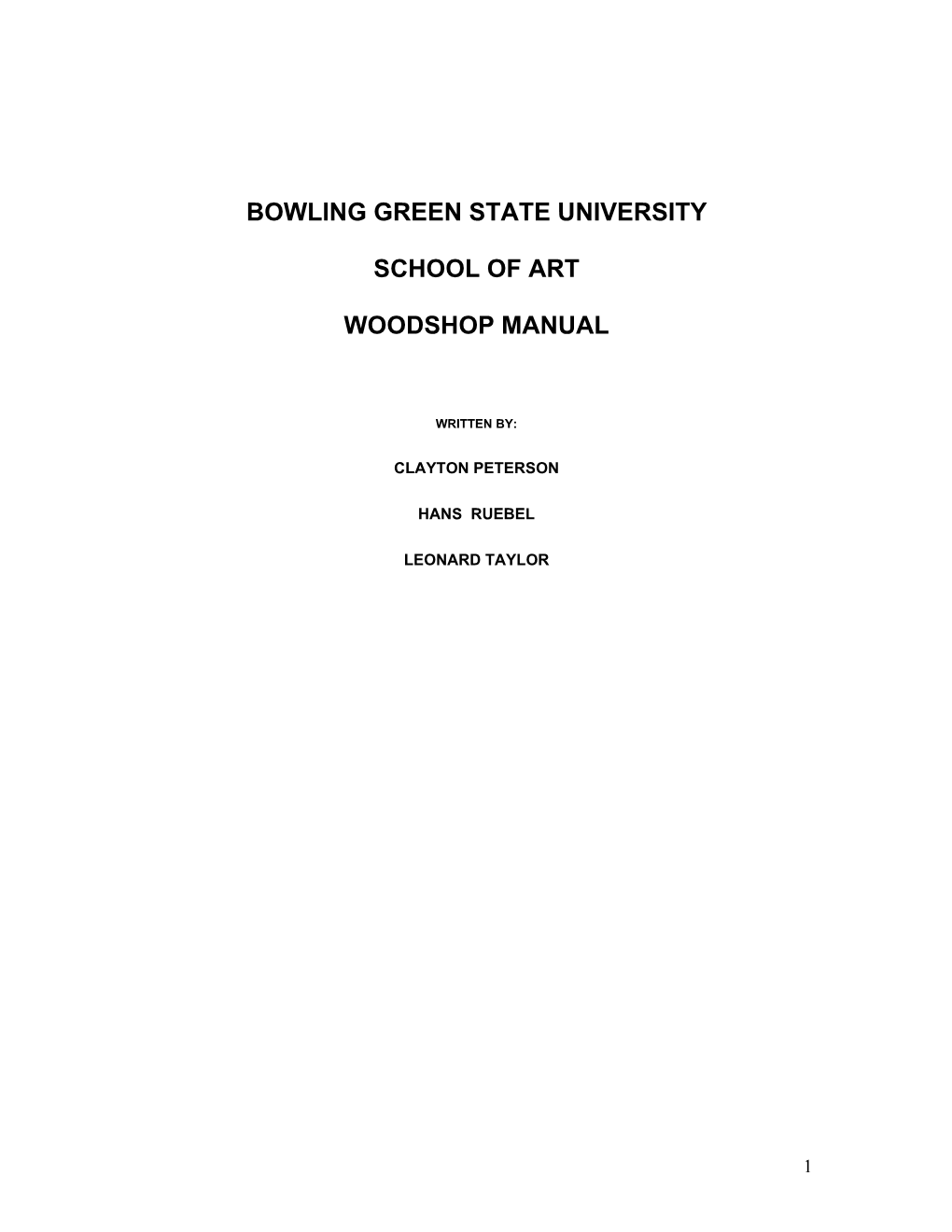 BGSU Woodshop Manual