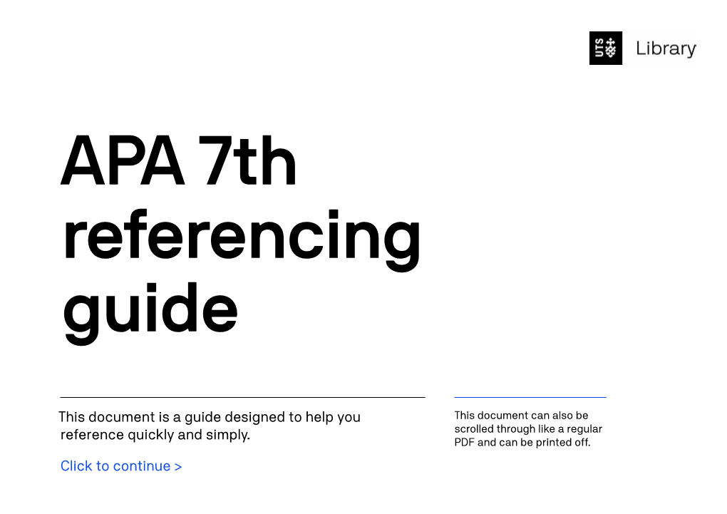 APA 7Th Referencing Guide