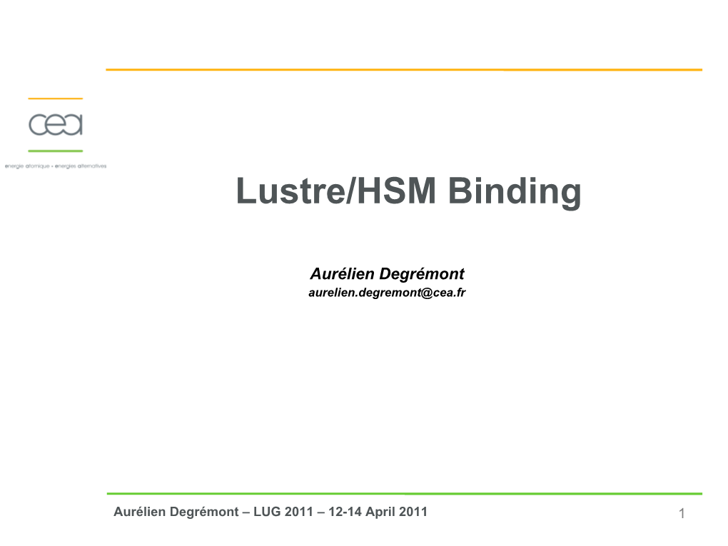 Lustre HSM Project