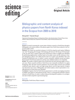 Bibliographic and Content Analysis of Physics Papers from North Korea Indexed in the Scopus from 2005 to 2018