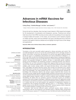 Advances in Mrna Vaccines for Infectious Diseases