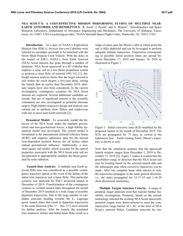 Nea Scout-X: a Cost-Effective Mission Performing Flybys of Multiple Near- Earth Asteorids and Rendezvous