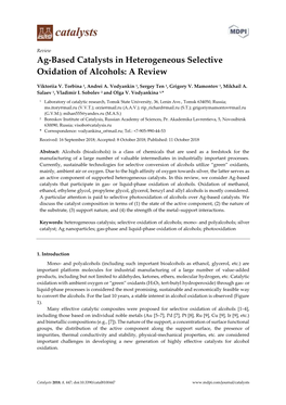 Ag-Based Catalysts in Heterogeneous Selective Oxidation of Alcohols: a Review