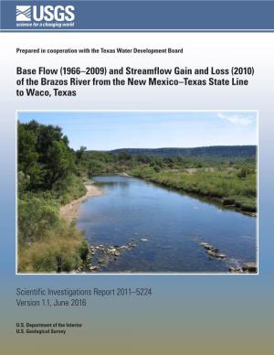 And Streamflow Gain and Loss (2010) of the Brazos River from the New Mexico–Texas State Line to Waco, Texas