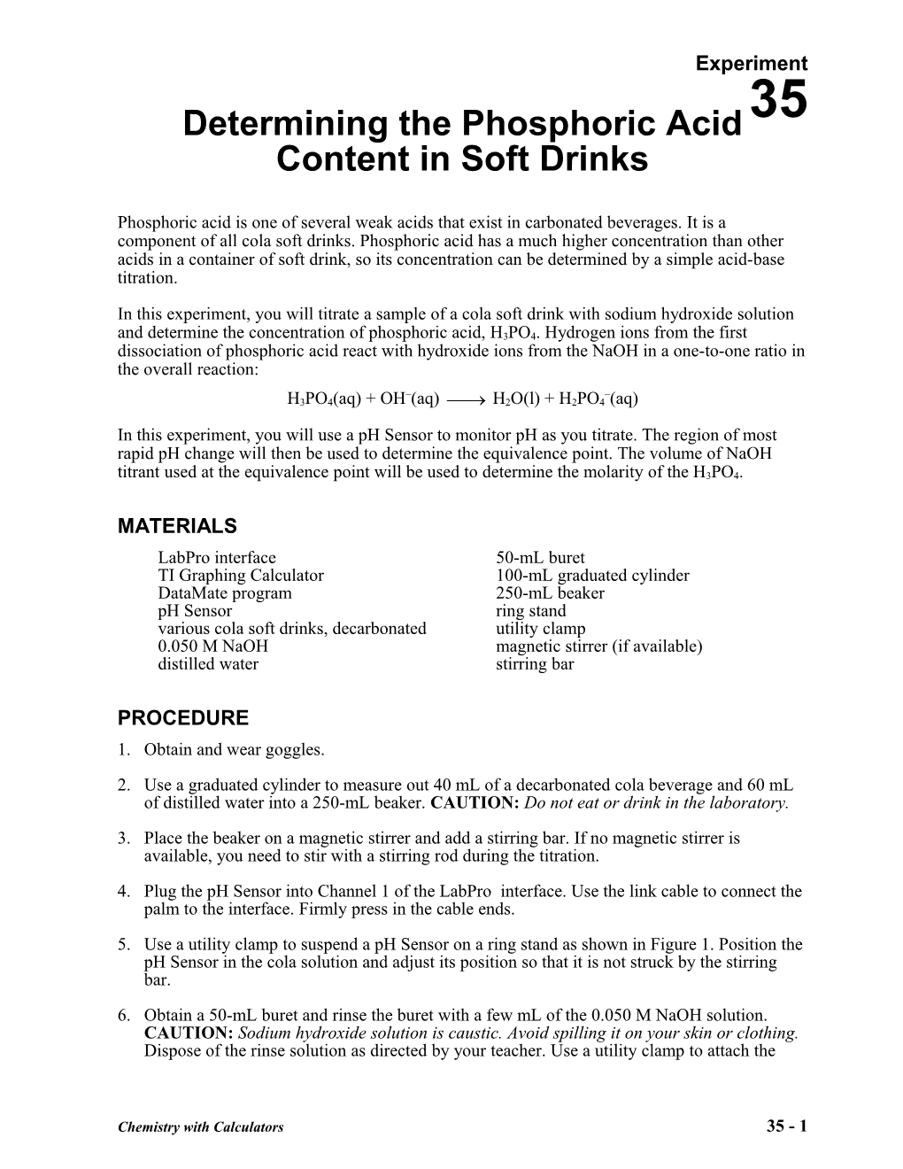 Determining the Phosphoric Acid