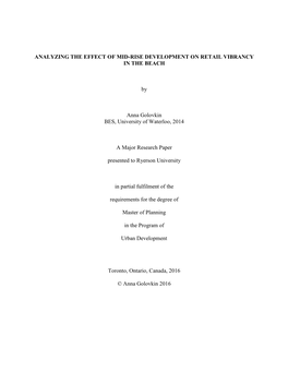 Analyzing the Effect of Mid-Rise Development on Retail Vibrancy in the Beach
