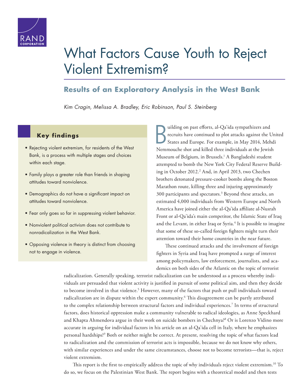 What Factors Cause Youth to Reject Violent Extremism?
