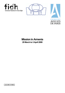 Mission in Armenia 29 March to 3 April 2008