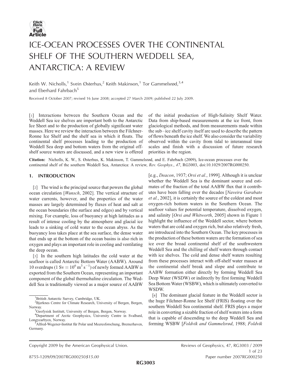 Ice-Ocean Processes Over the Continental Shelf of the Southern Weddell Sea, Antarctica: a Review