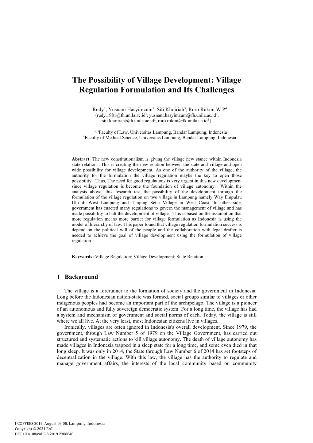 Village Regulation Formulation and Its Challenges