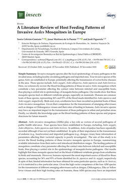 A Literature Review of Host Feeding Patterns of Invasive Aedes Mosquitoes in Europe