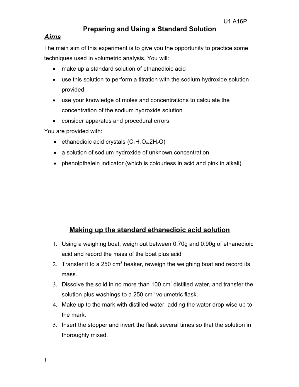 To Determine the Concentration of Sodium Carbonate Solution