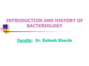 Introduction and History of Bacteriology