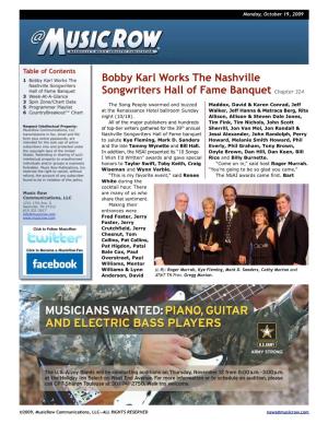 Bobby Karl Works the Nashville Songwriters Hall of Fame Banquet Chapter 324