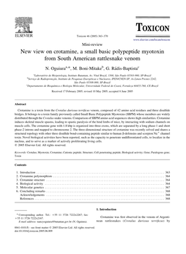 New View on Crotamine, a Small Basic Polypeptide Myotoxin from South American Rattlesnake Venom