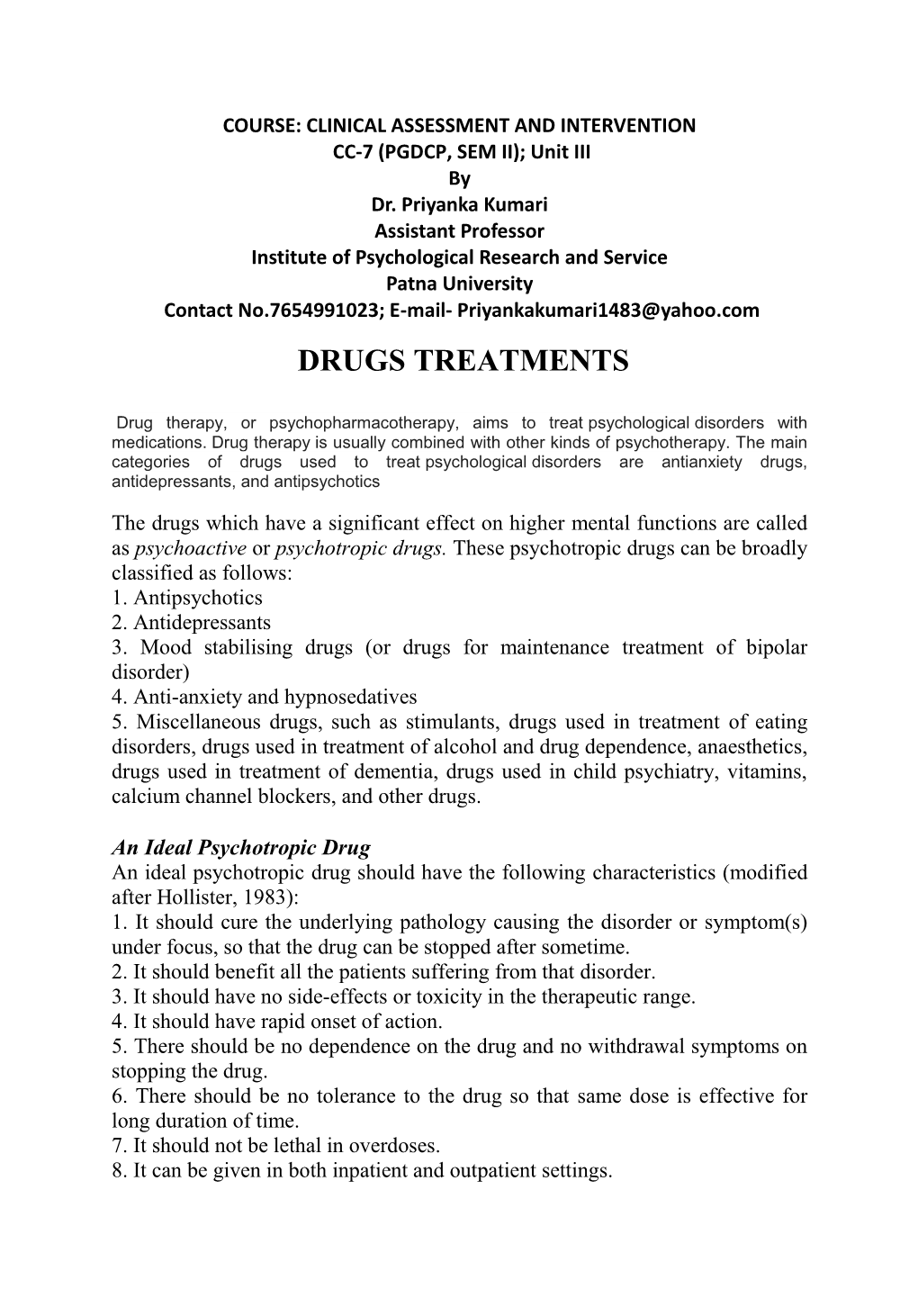 Drugs Treatments