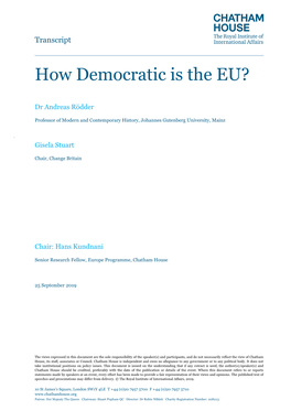 How Democratic Is the EU?