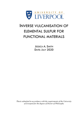 Inverse Vulcanisation of Elemental Sulfur for Functional Materials