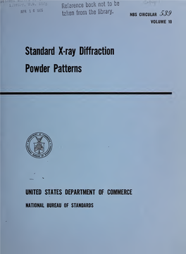 Circular of the Bureau of Standards No. 539 Volume 10: Standard X-Ray