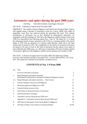 Astrometry and Optics During the Past 2000 Years