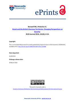 Benwell MC, Pinkerton A. Brexit and the British Overseas Territories: Changing Perspectives on Security