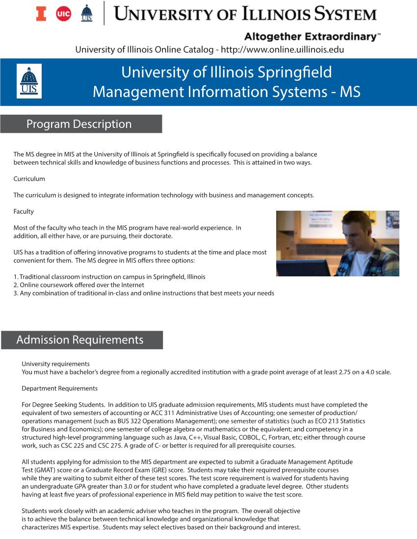 University of Illinois Springfield Management Information Systems - MS