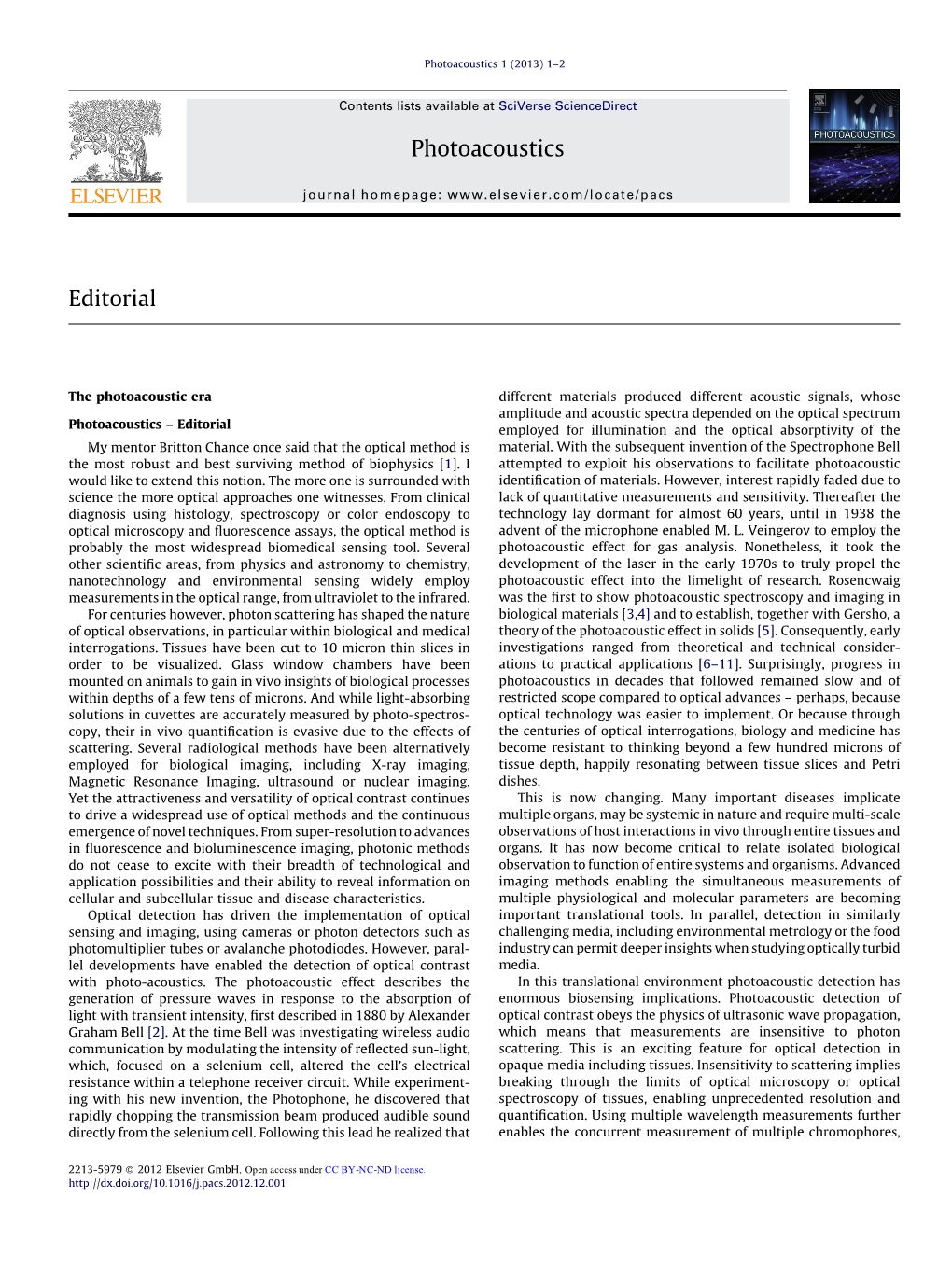 Editorial Photoacoustics