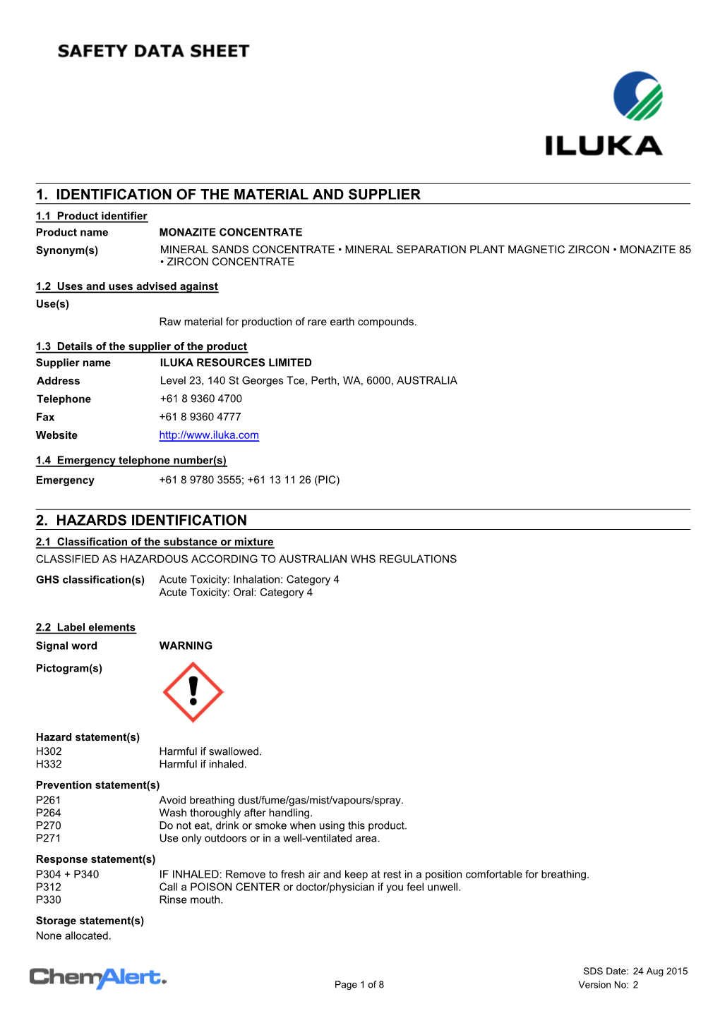 Material Safety Data Sheet