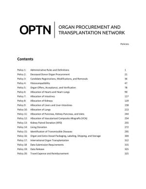 OPTN Policies Effective As of July 27 2021