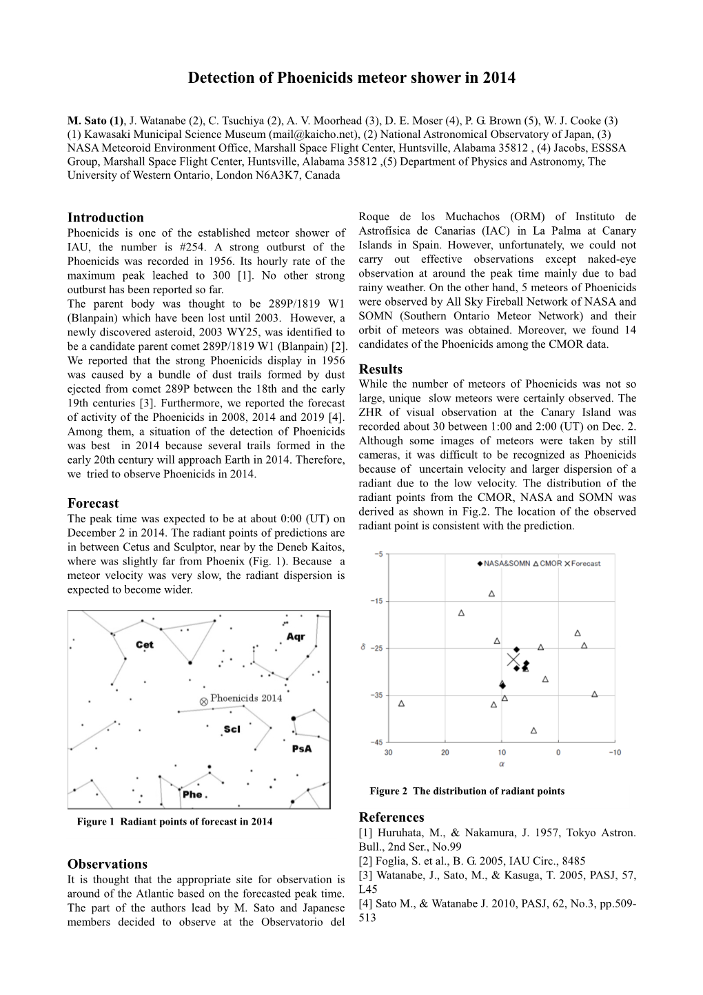 Detection of Phoenicids Meteor Shower in 2014