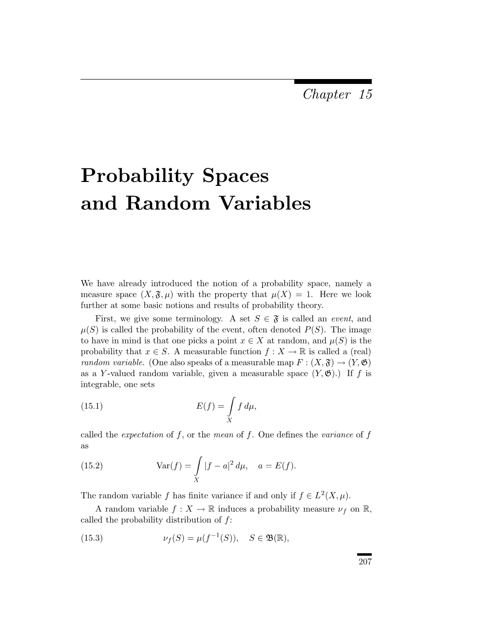Probability Spaces and Random Variables