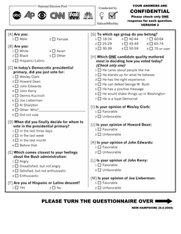 Questionnaire for Voters on Presidential Primary