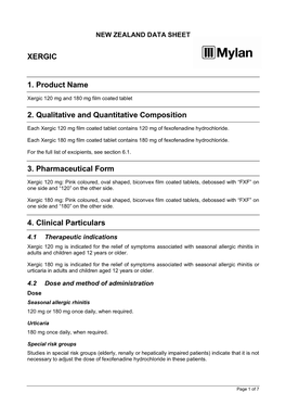 XERGIC 1. Product Name 2. Qualitative and Quantitative