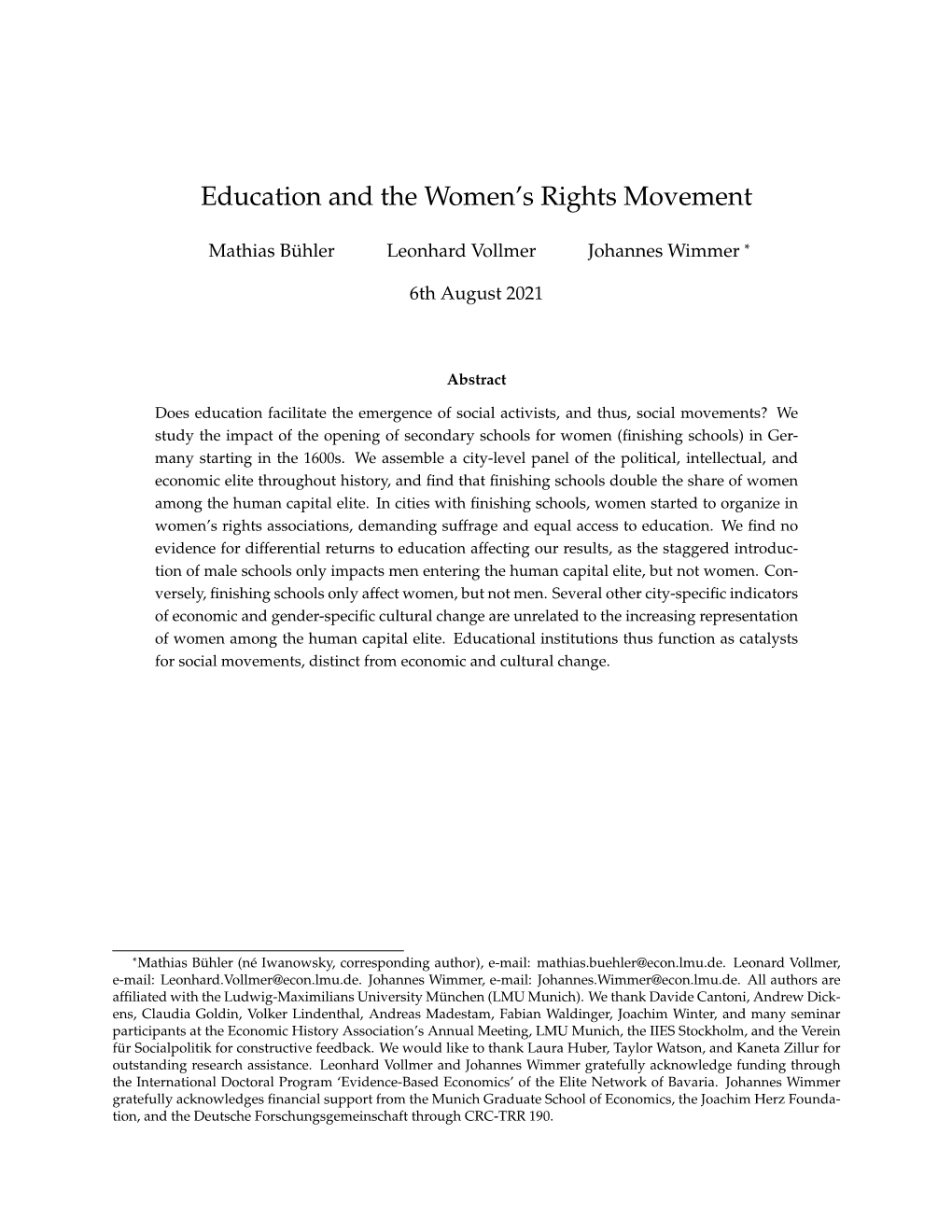 Education and the Women's Rights Movement