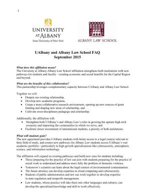 Ualbany and Albany Law School FAQ September 2015