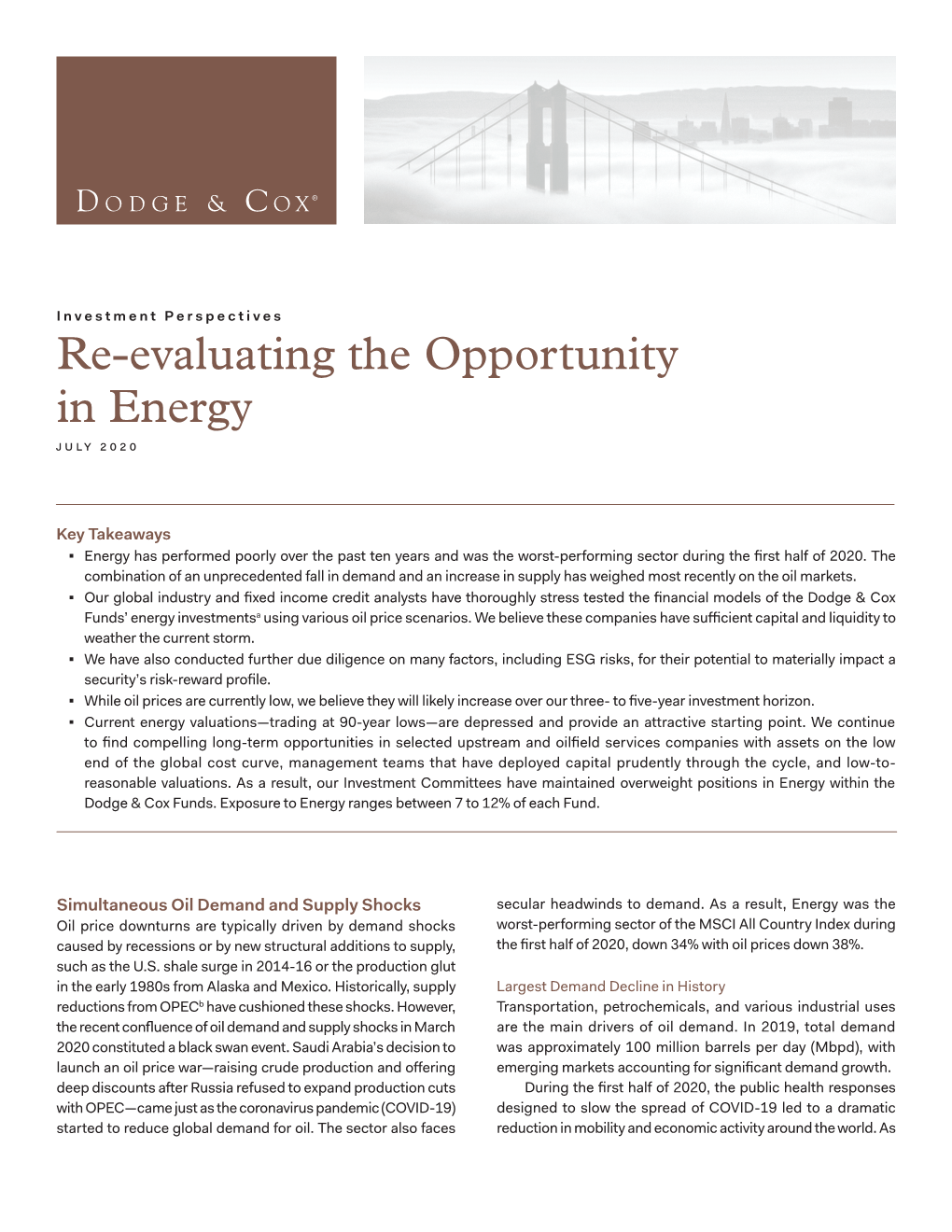 Re-Evaluating the Opportunity in Energy July 2020